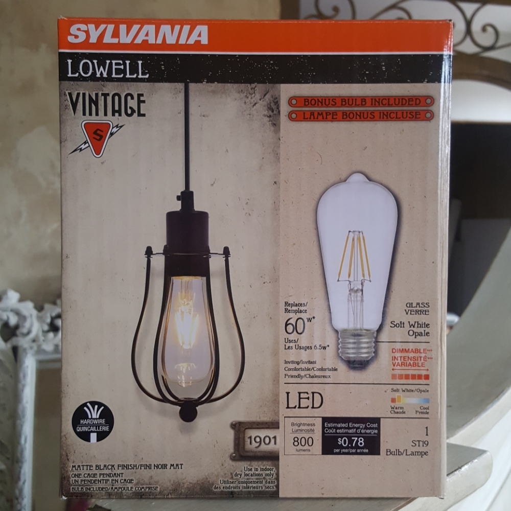 NEW Sylvania Vintage Pendant Cage Light Fixture